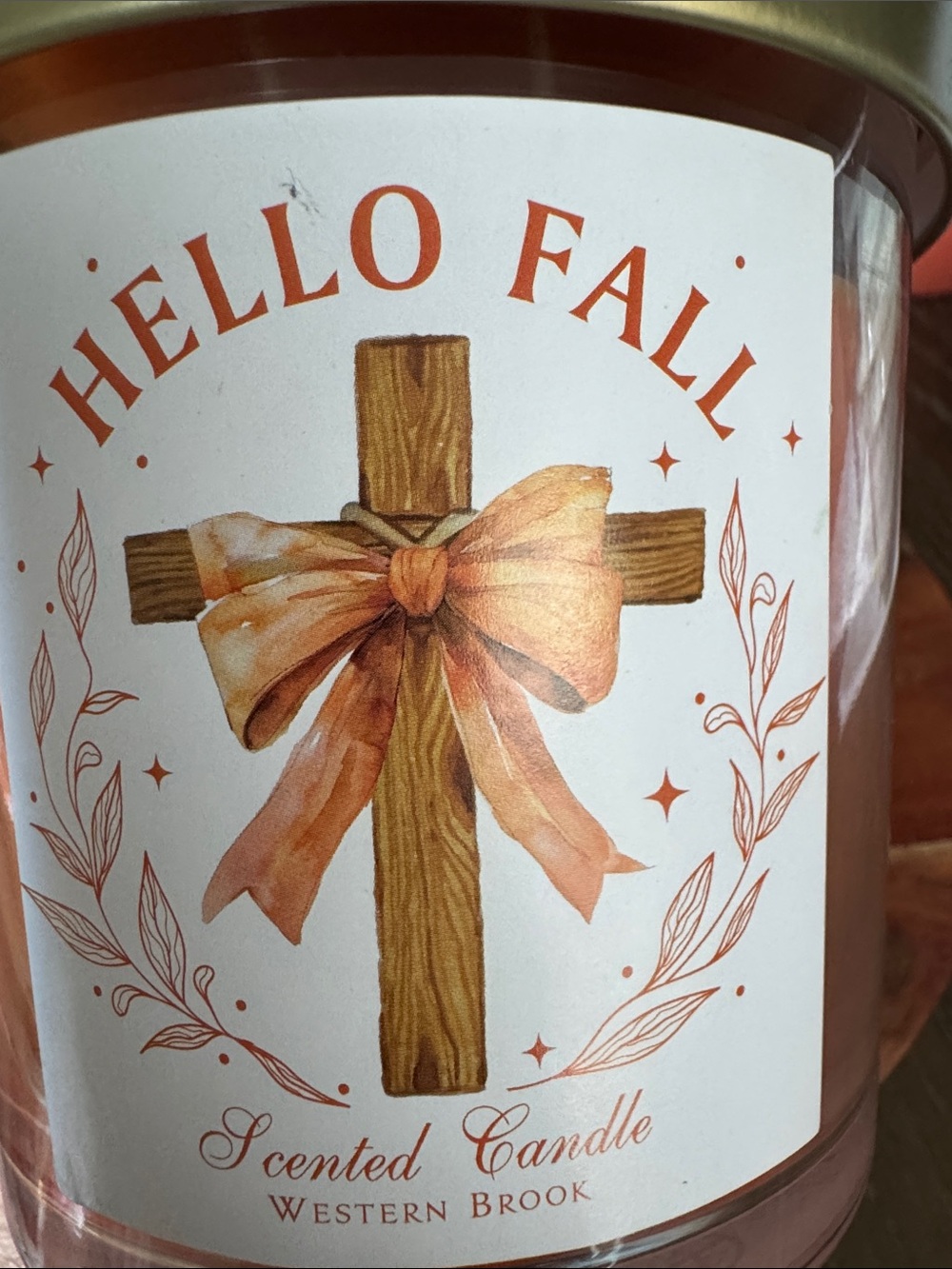 "Hello Fall" Cinnamon Scented Candle 12.5 oz - Picture 2 of 5